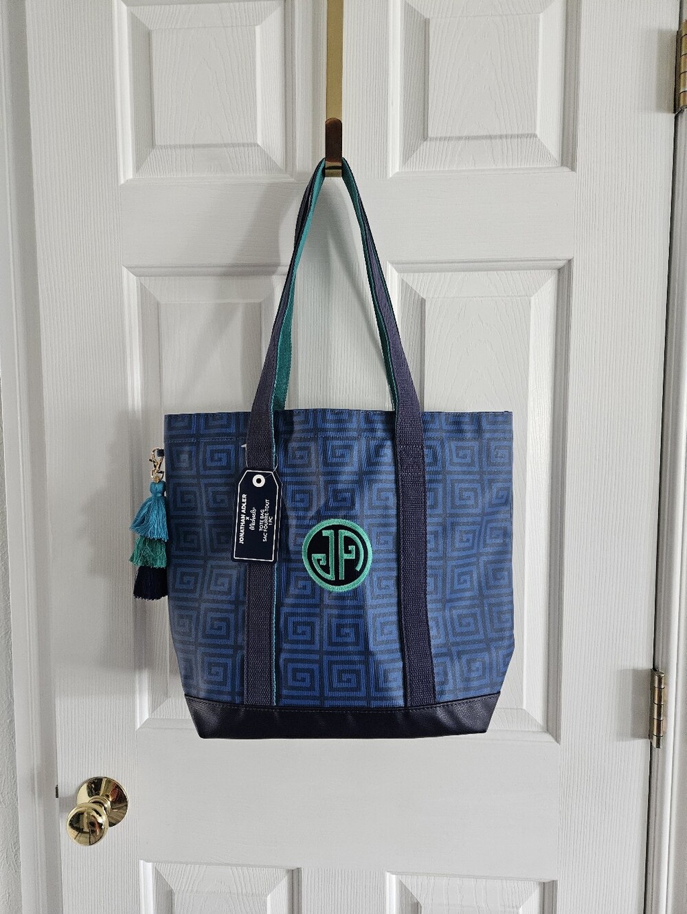 NWT Jonathan Adler X Michaels Greek Key Tote Bag